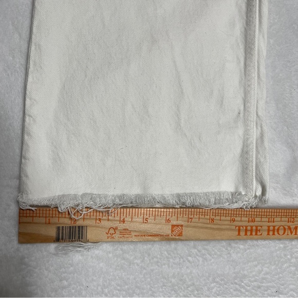 Zara Women's Denim High-Rise Full Length Raw Frayed Hem Ecru/Cream Size 12 - Picture 12 of 14